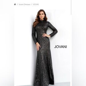 Jovani 63345 long sleeved sequin evening gown